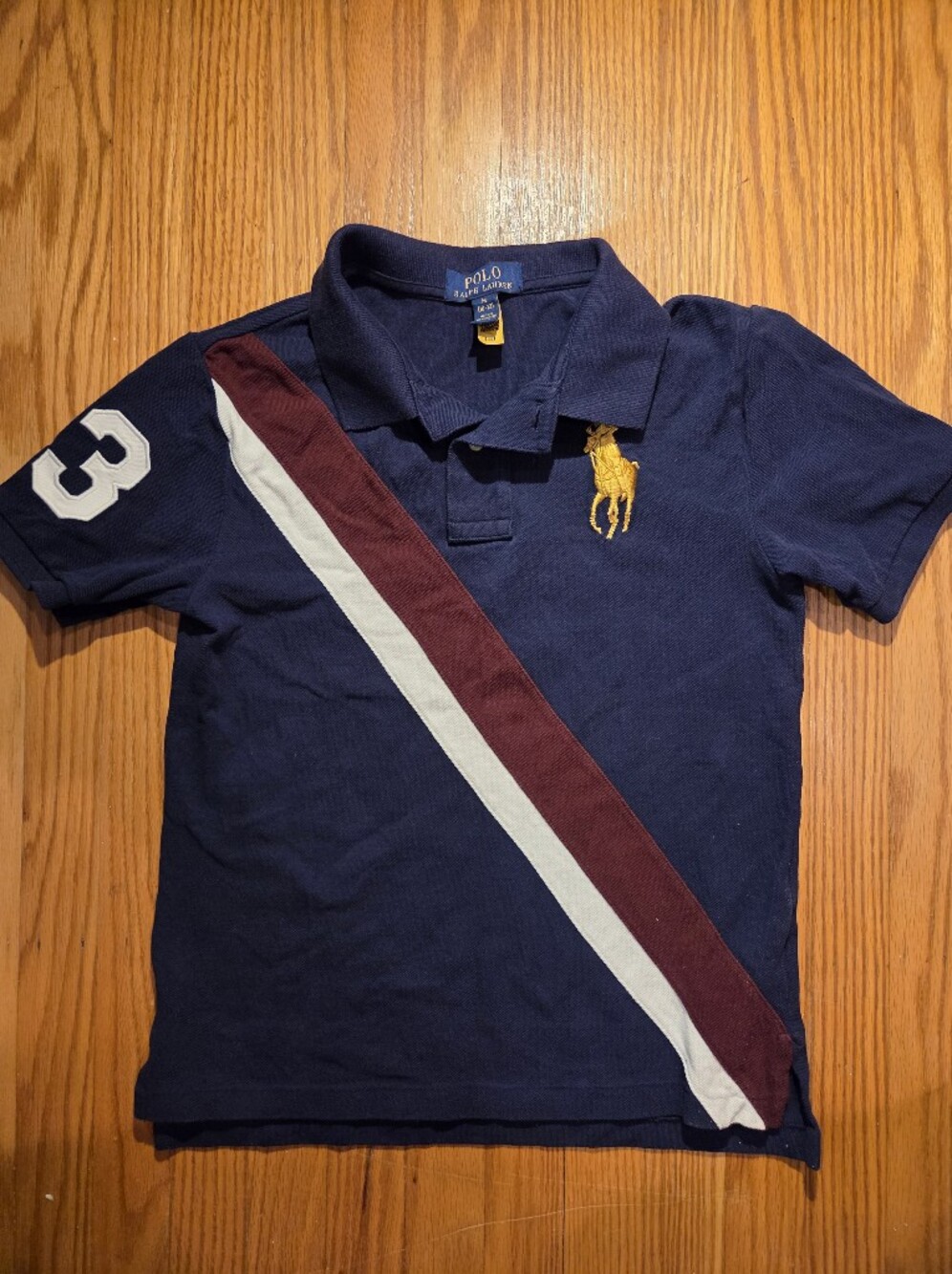 Youth Ralph Lauren Navy Polo Sz Med 10/12 Classic Gold Logo EUC